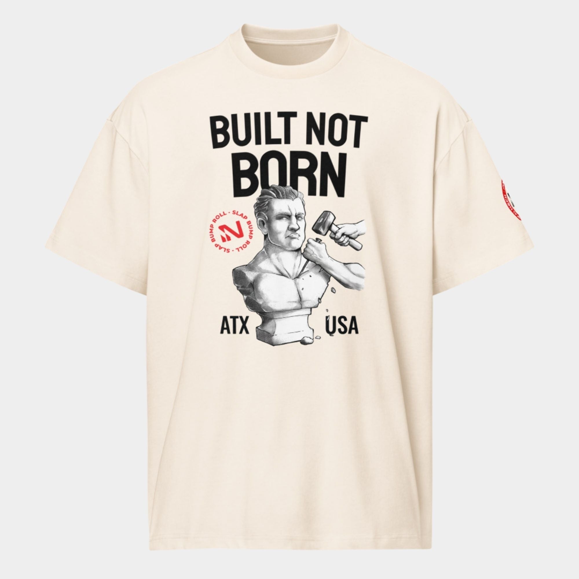 'Built Not Born' Box Tee - Vintage White Apparel Iron Neck S