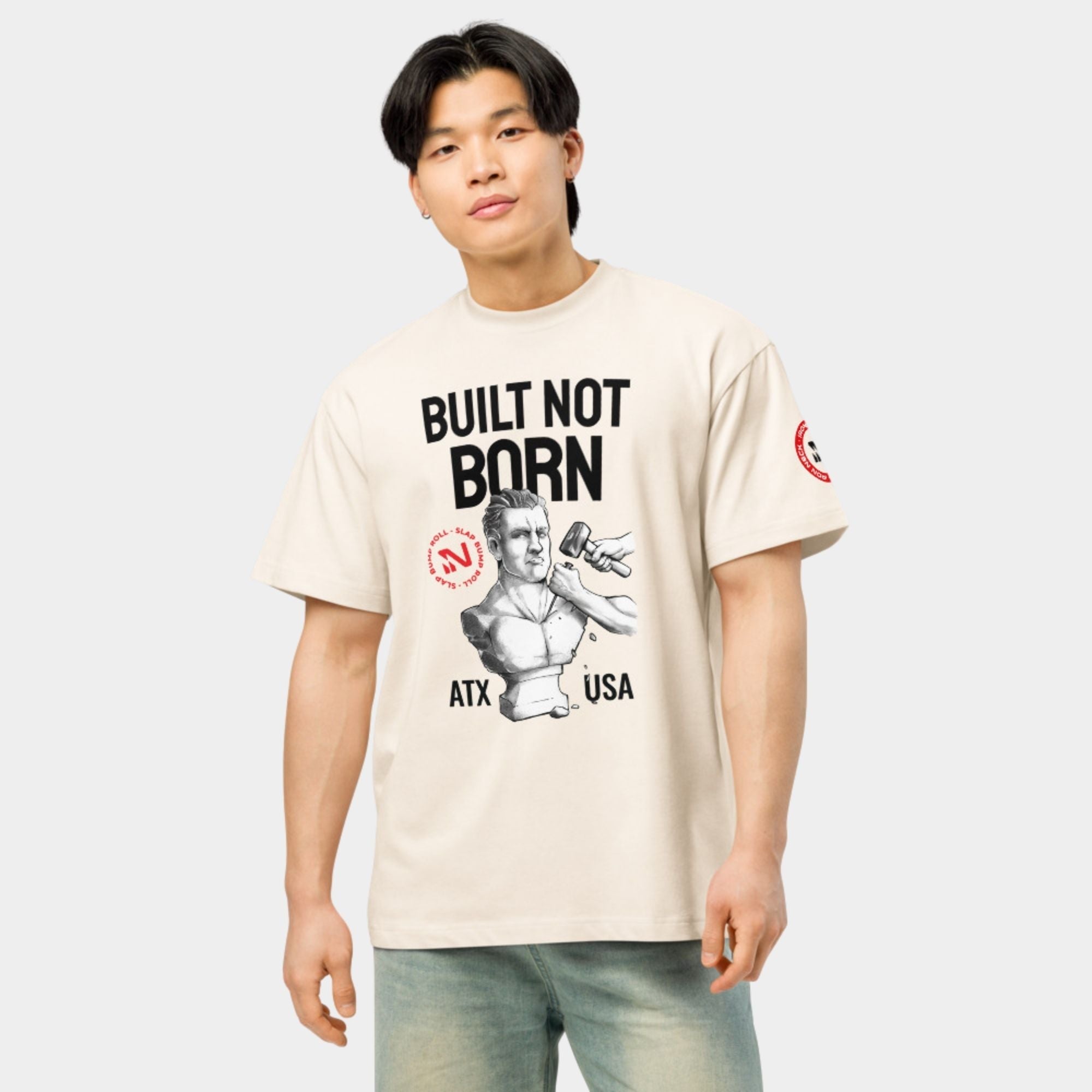 'Built Not Born' Box Tee - Vintage White Apparel Iron Neck