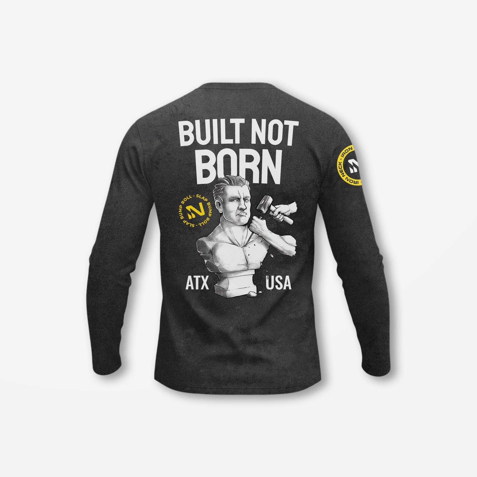 Built Not Born LS BJJ Rash Guard - Black Apparel Iron Neck