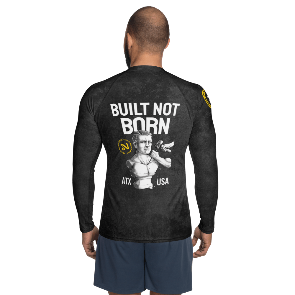 Built Not Born LS BJJ Rash Guard - Black Apparel Iron Neck