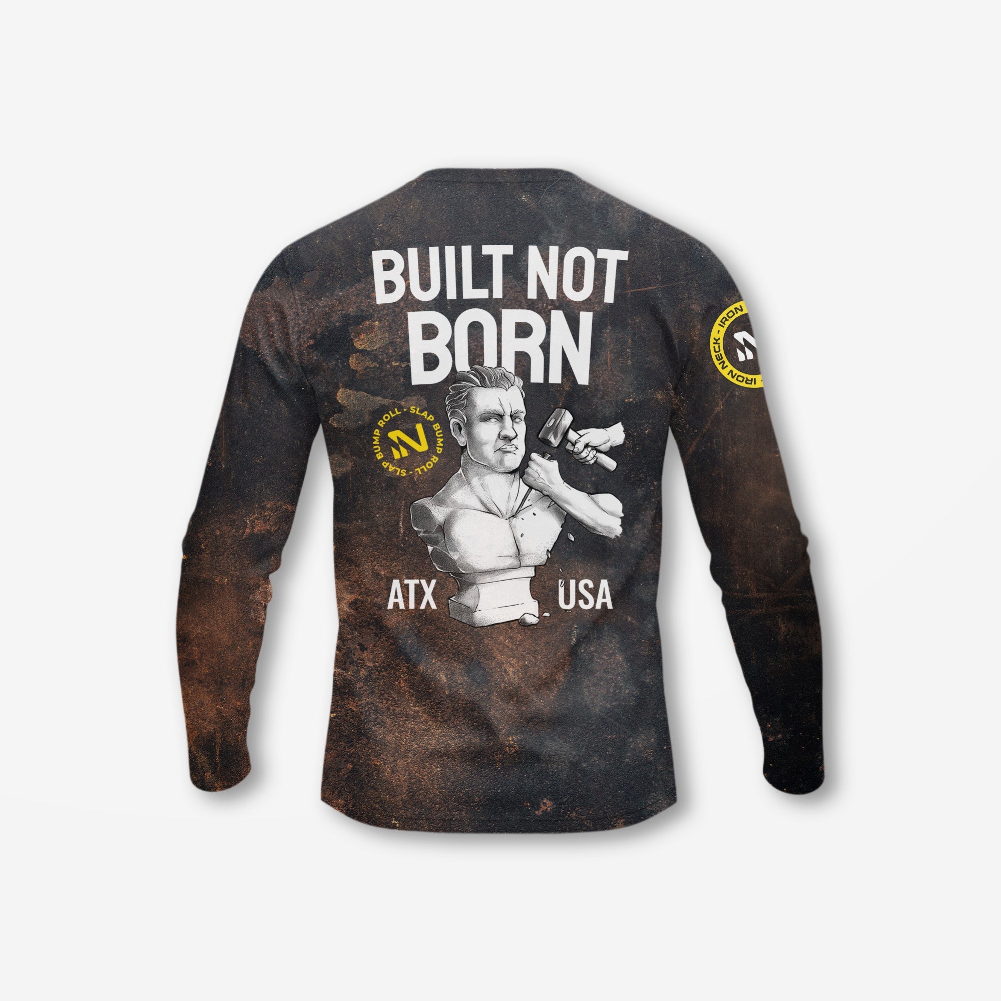Built Not Born LS BJJ Rash Guard - Grunge Apparel Iron Neck