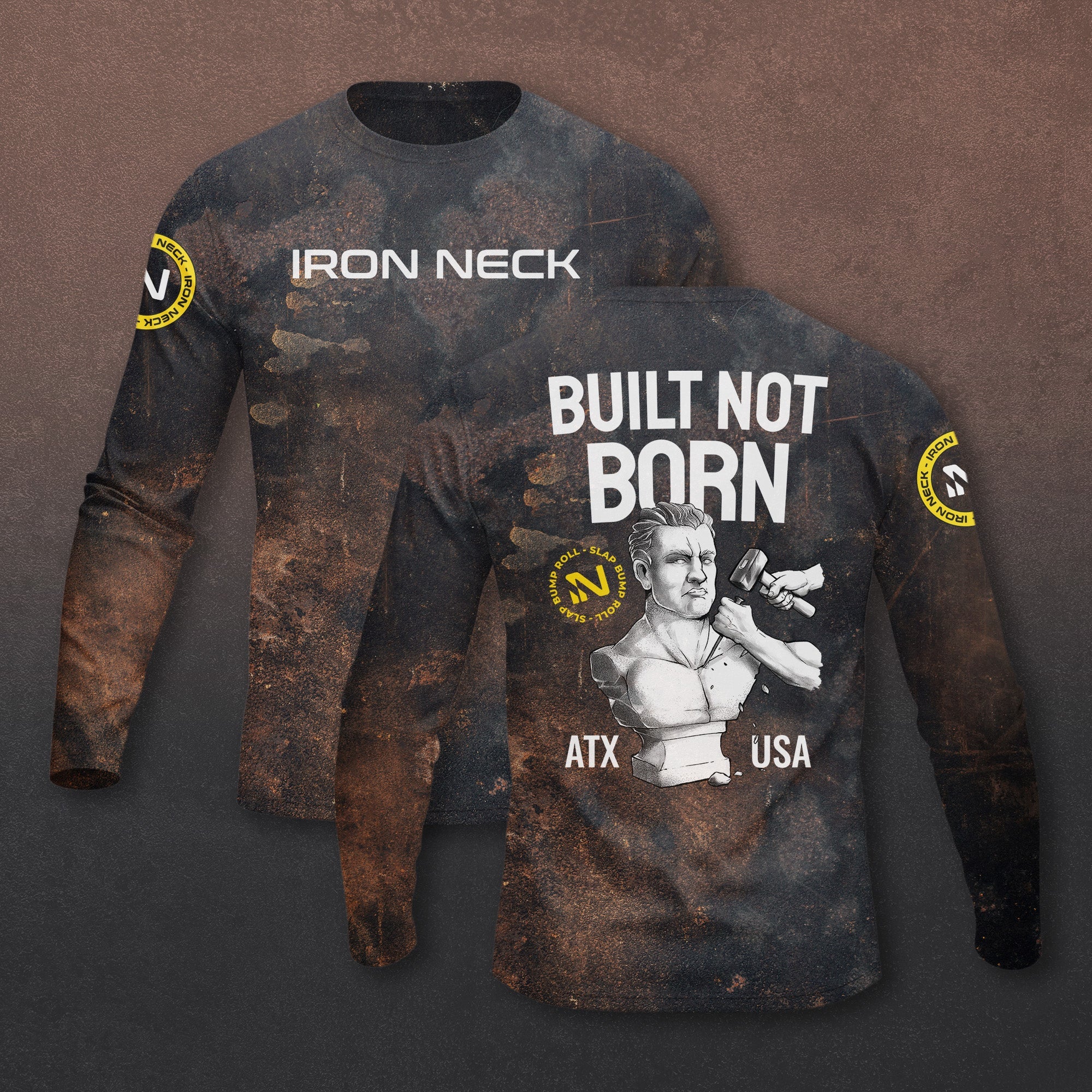 Built Not Born LS BJJ Rash Guard - Grunge Apparel Iron Neck