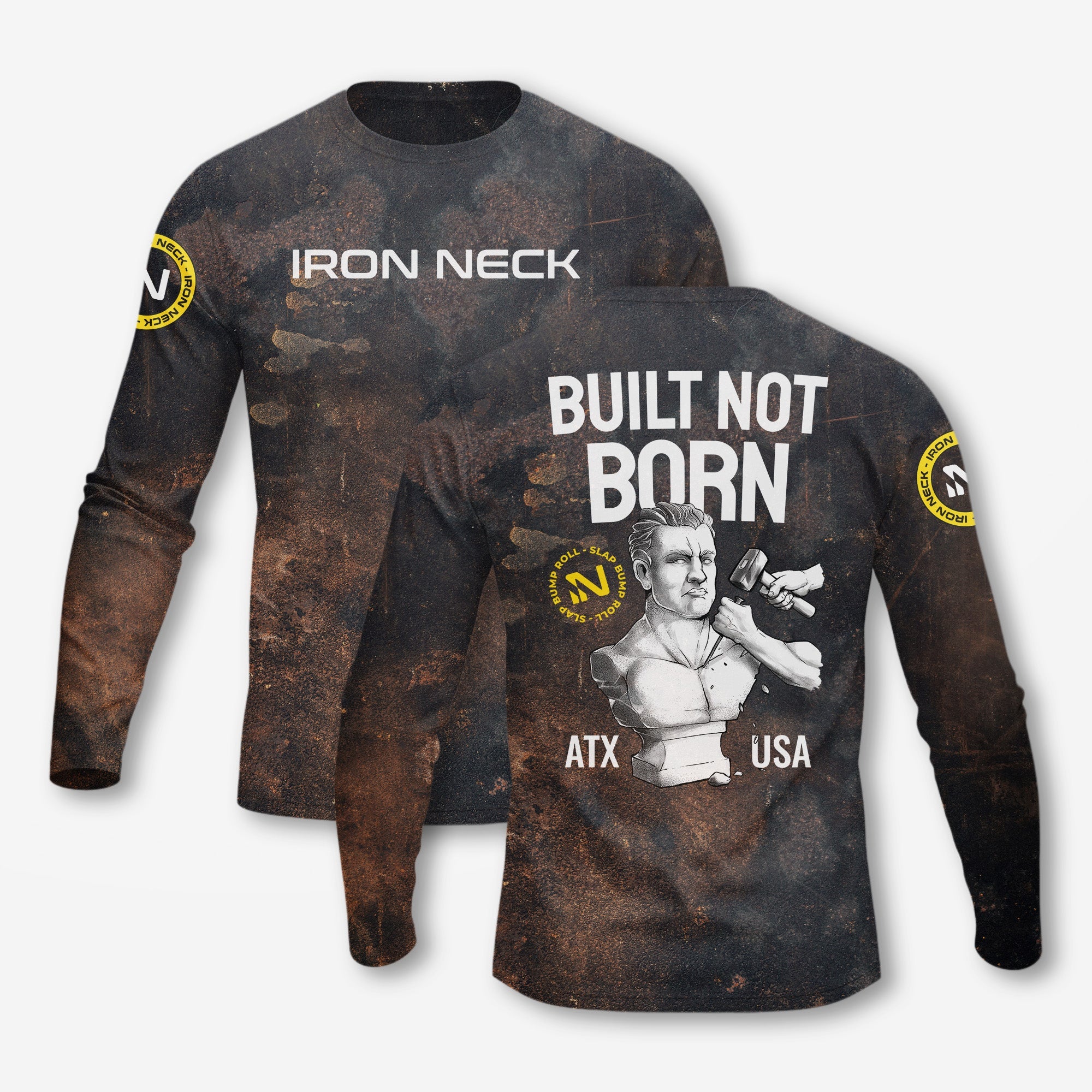 Built Not Born LS BJJ Rash Guard - Grunge Apparel Iron Neck