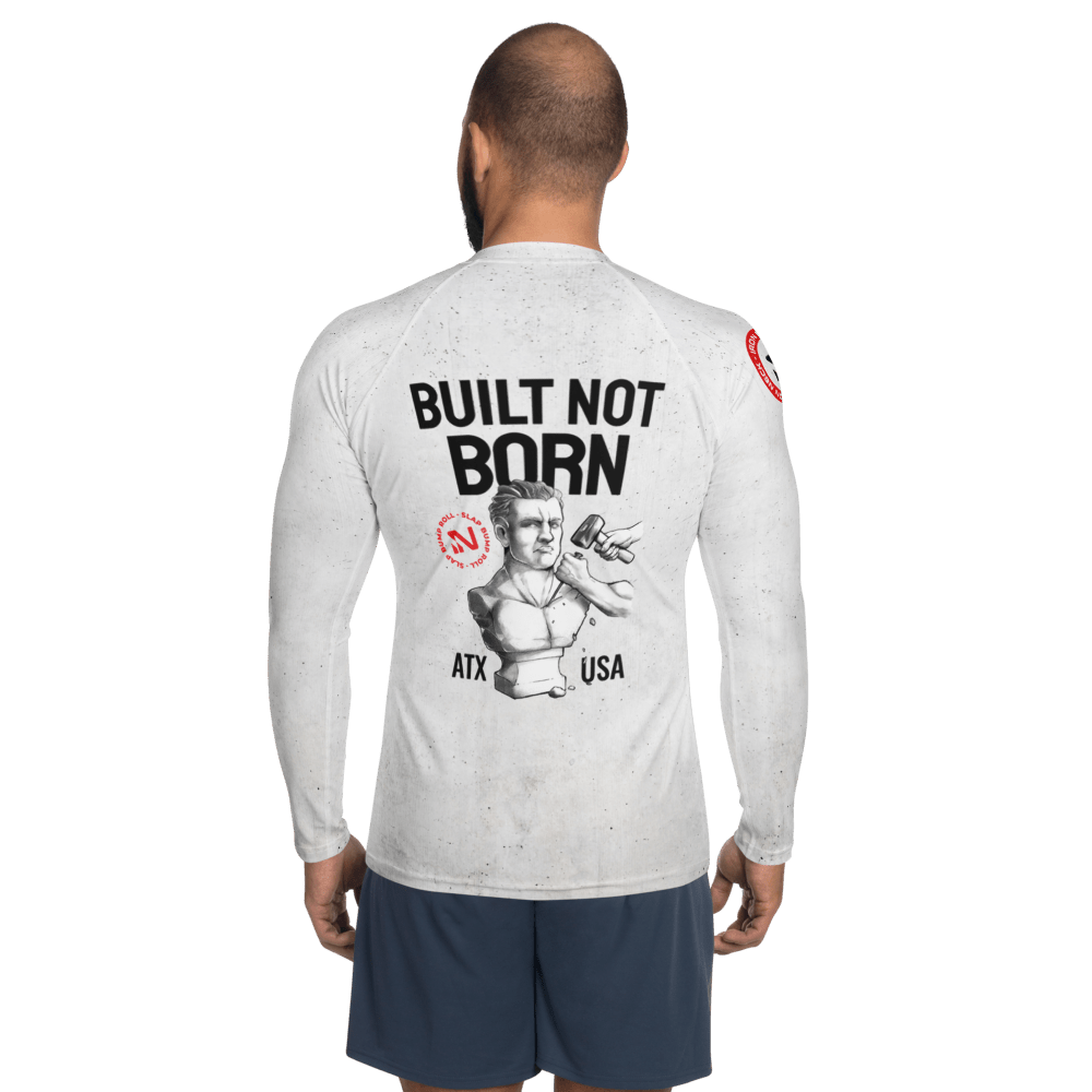 Built Not Born LS BJJ Rash Guard - White Apparel Iron Neck