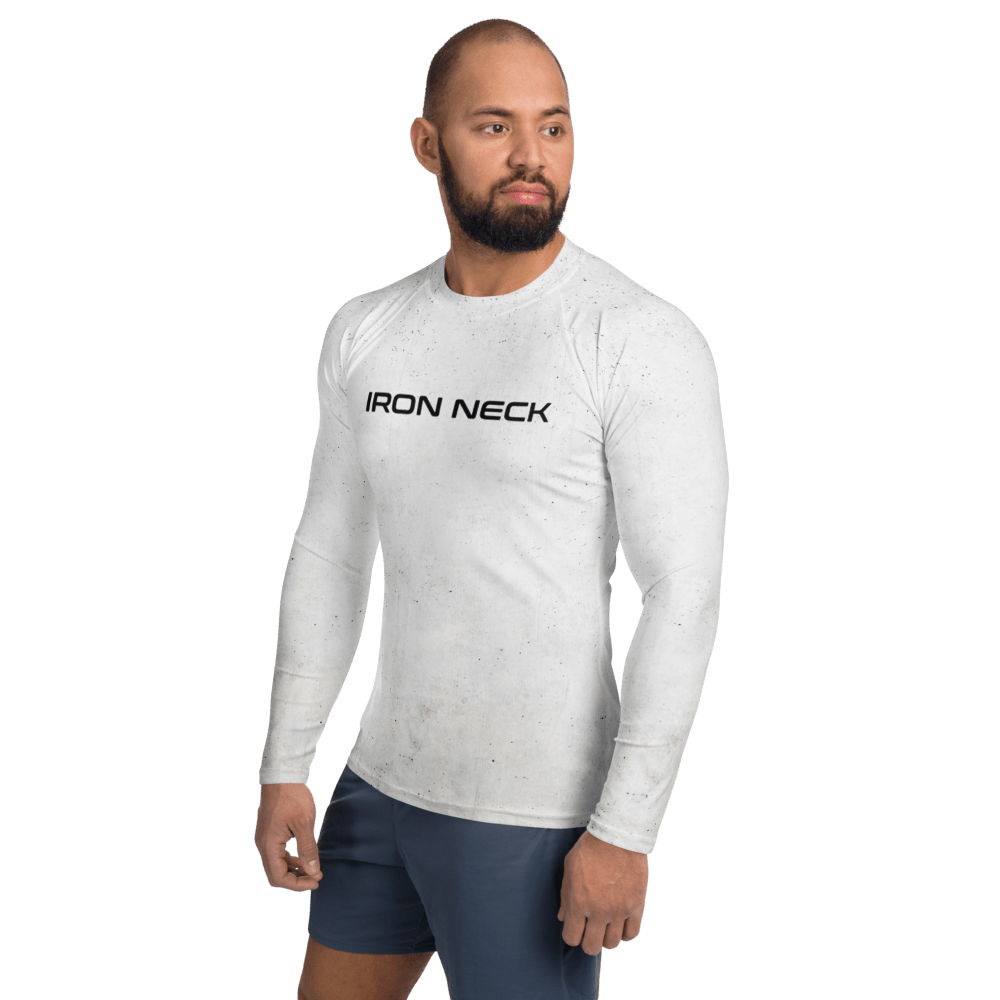 Built Not Born LS BJJ Rash Guard - White Apparel Iron Neck