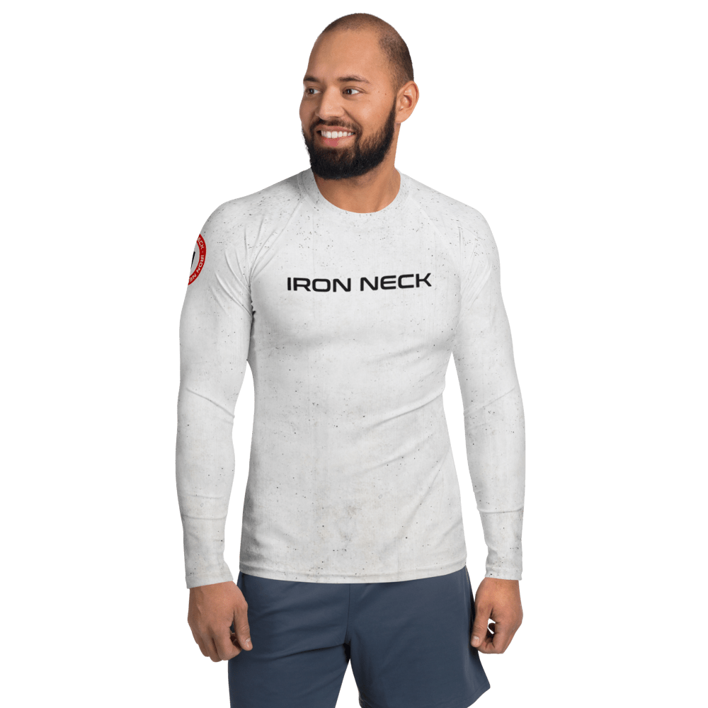 Built Not Born LS BJJ Rash Guard - White Apparel Iron Neck