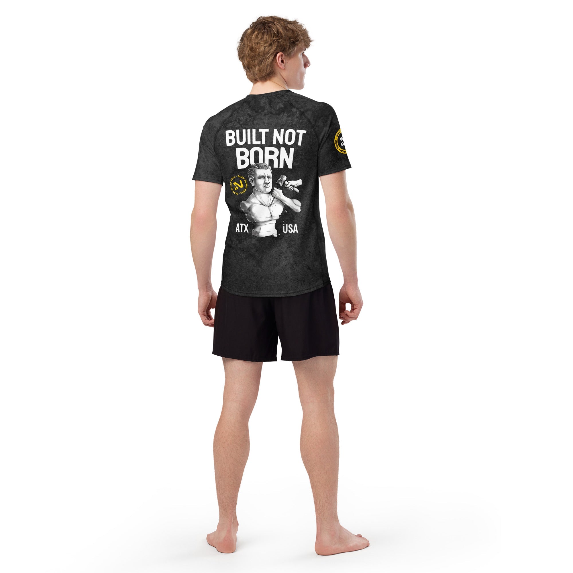 Built Not Born SS BJJ Rash Guard - Black Apparel Iron Neck