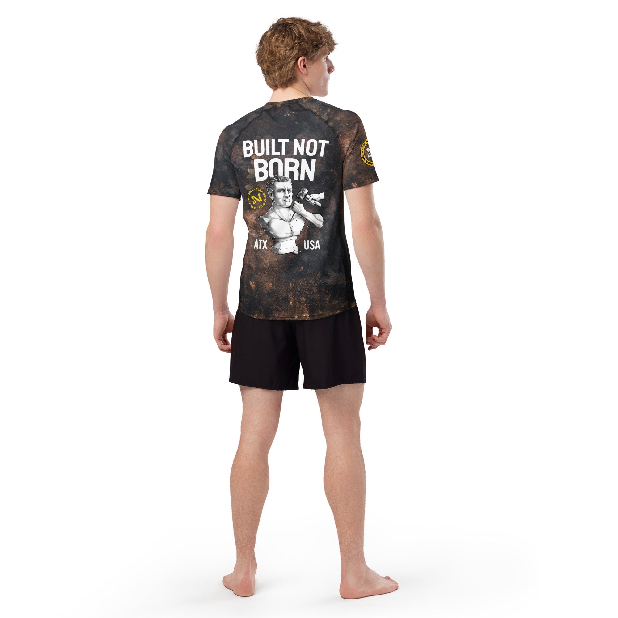 Built Not Born SS BJJ Rash Guard - Grunge Apparel Iron Neck