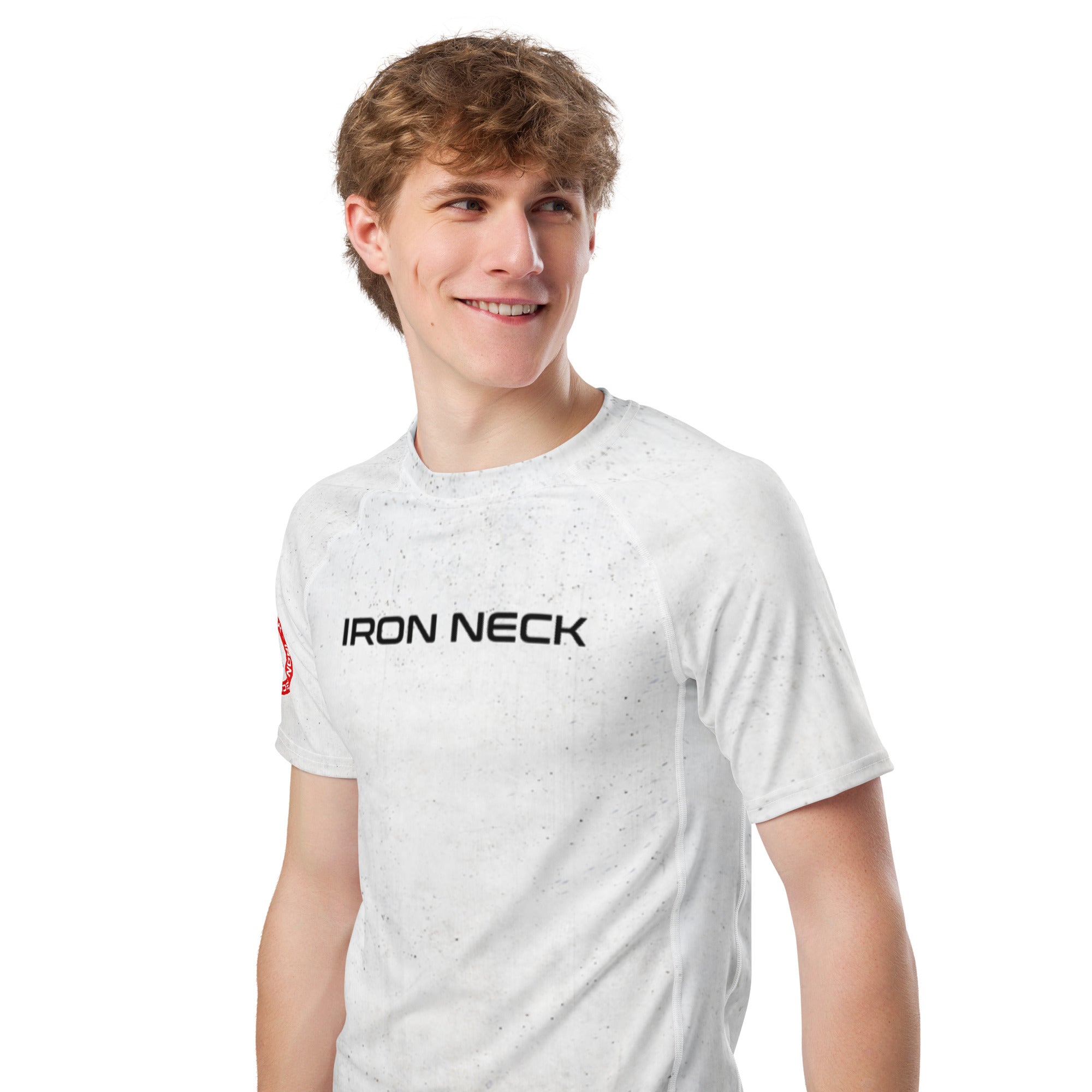 Built Not Born SS BJJ Rash Guard - White Apparel Iron Neck