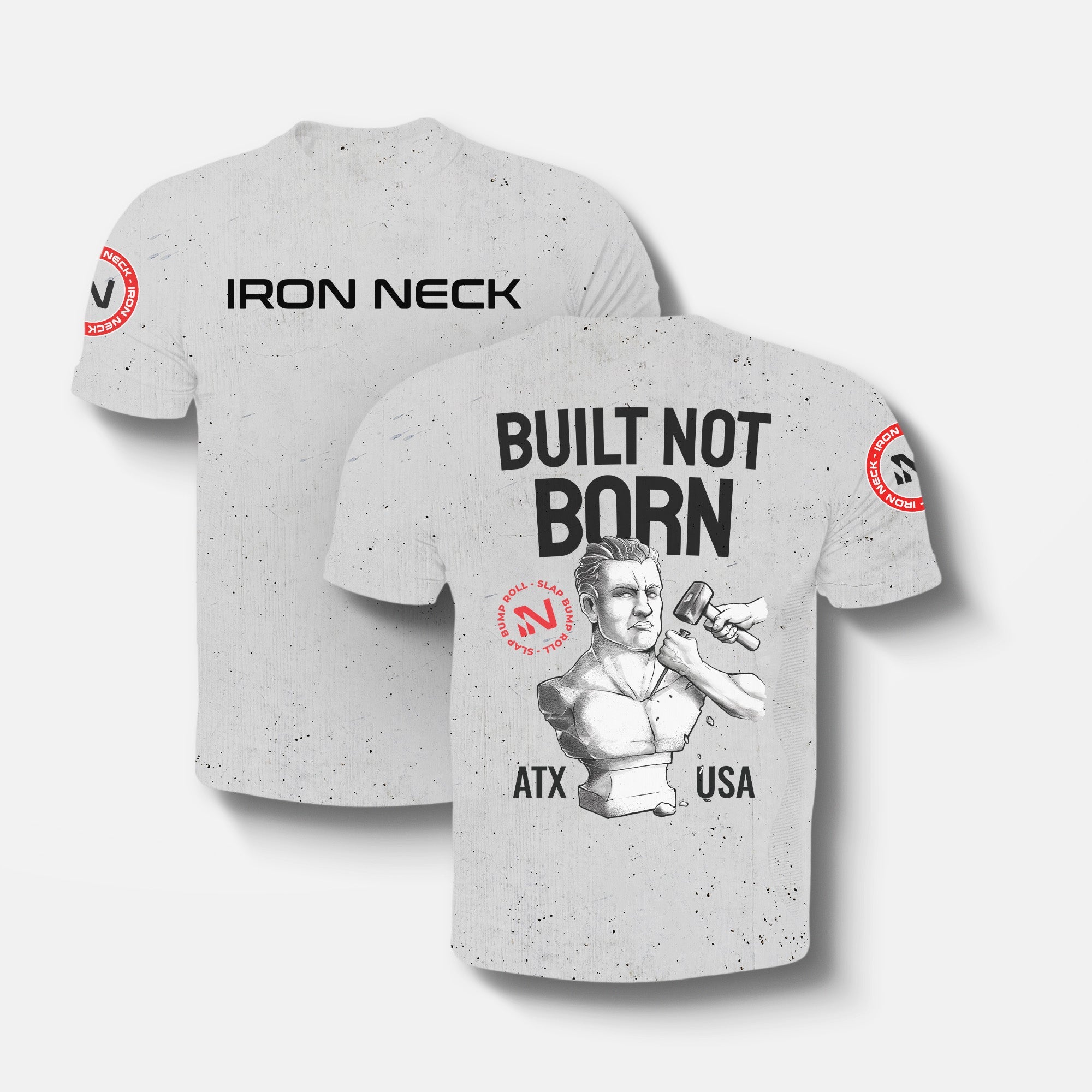 Built Not Born SS BJJ Rash Guard - White Apparel Iron Neck
