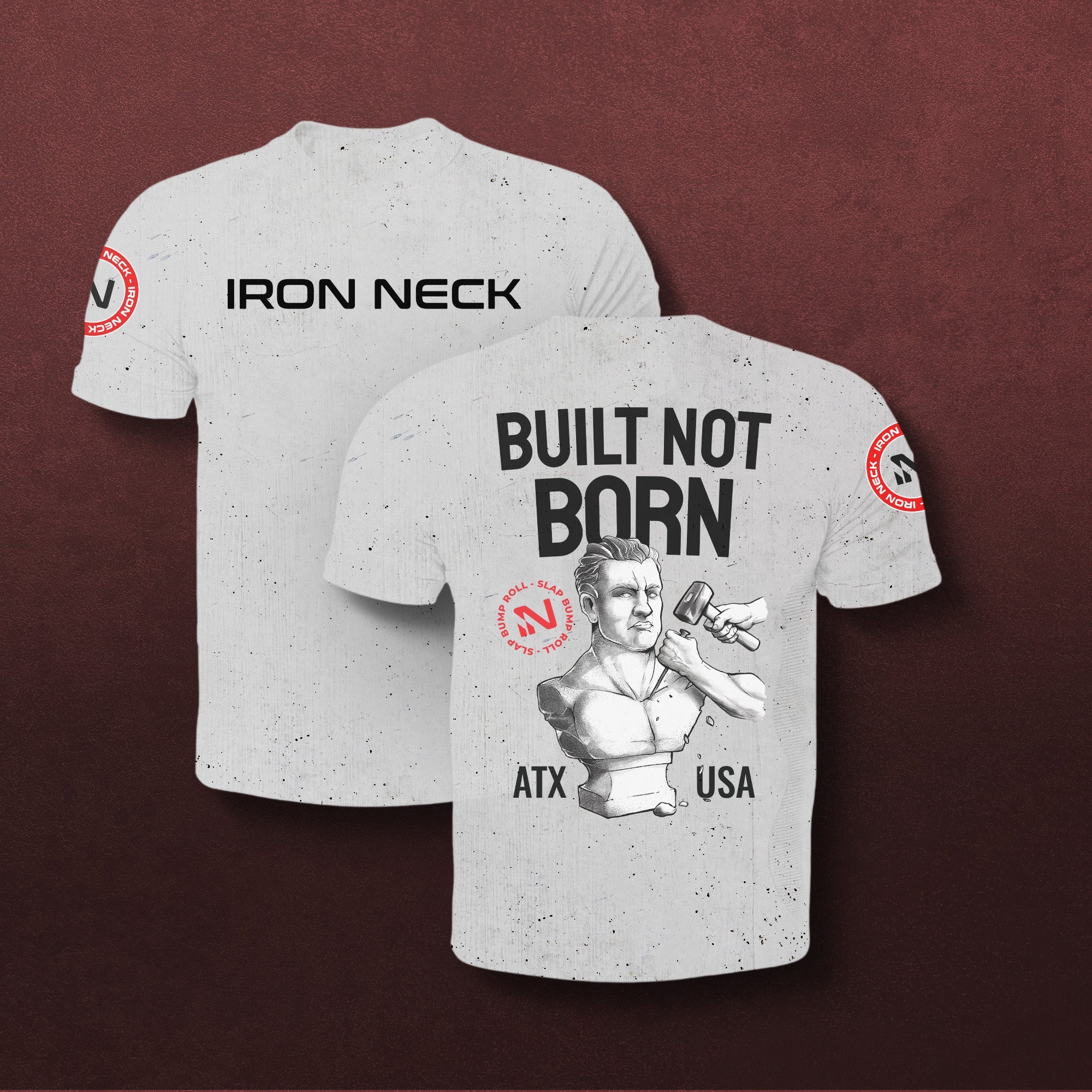 Built Not Born SS BJJ Rash Guard - White Apparel Iron Neck