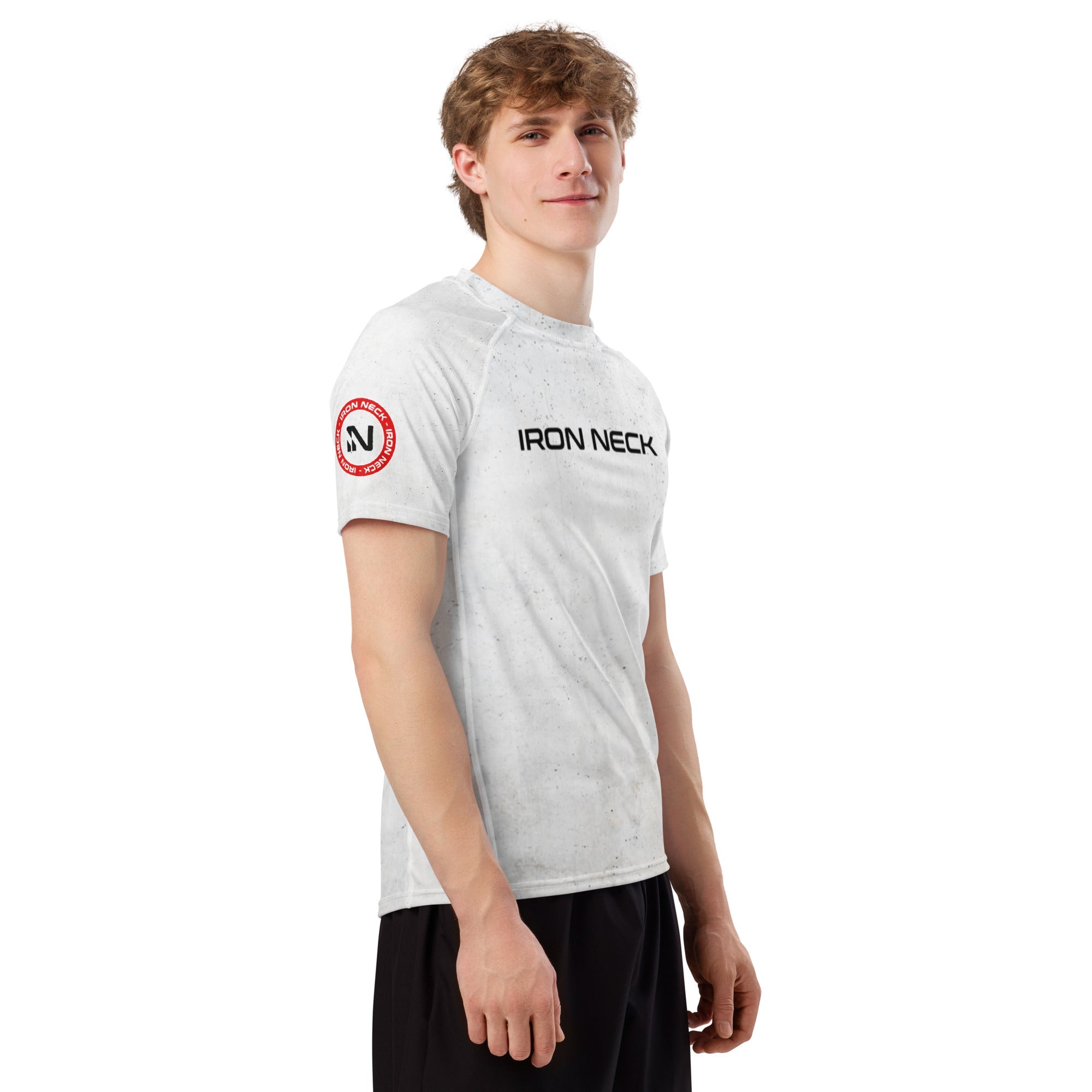 Built Not Born SS BJJ Rash Guard - White Apparel Iron Neck