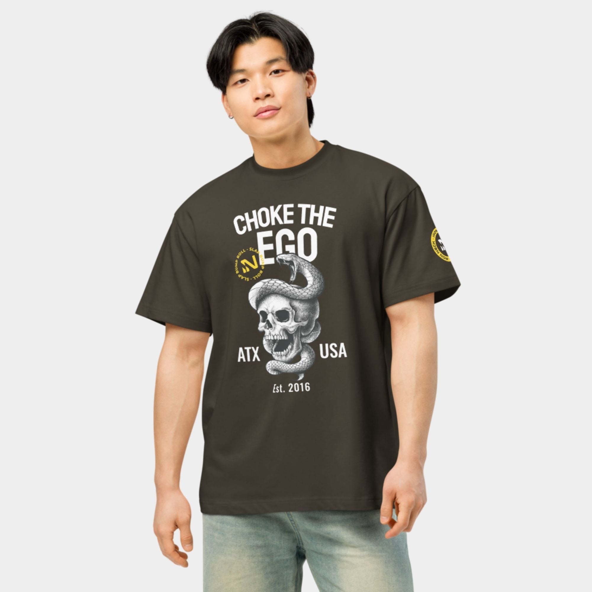 'Choke The Ego' Box Tee - Vintage Black Apparel Iron Neck