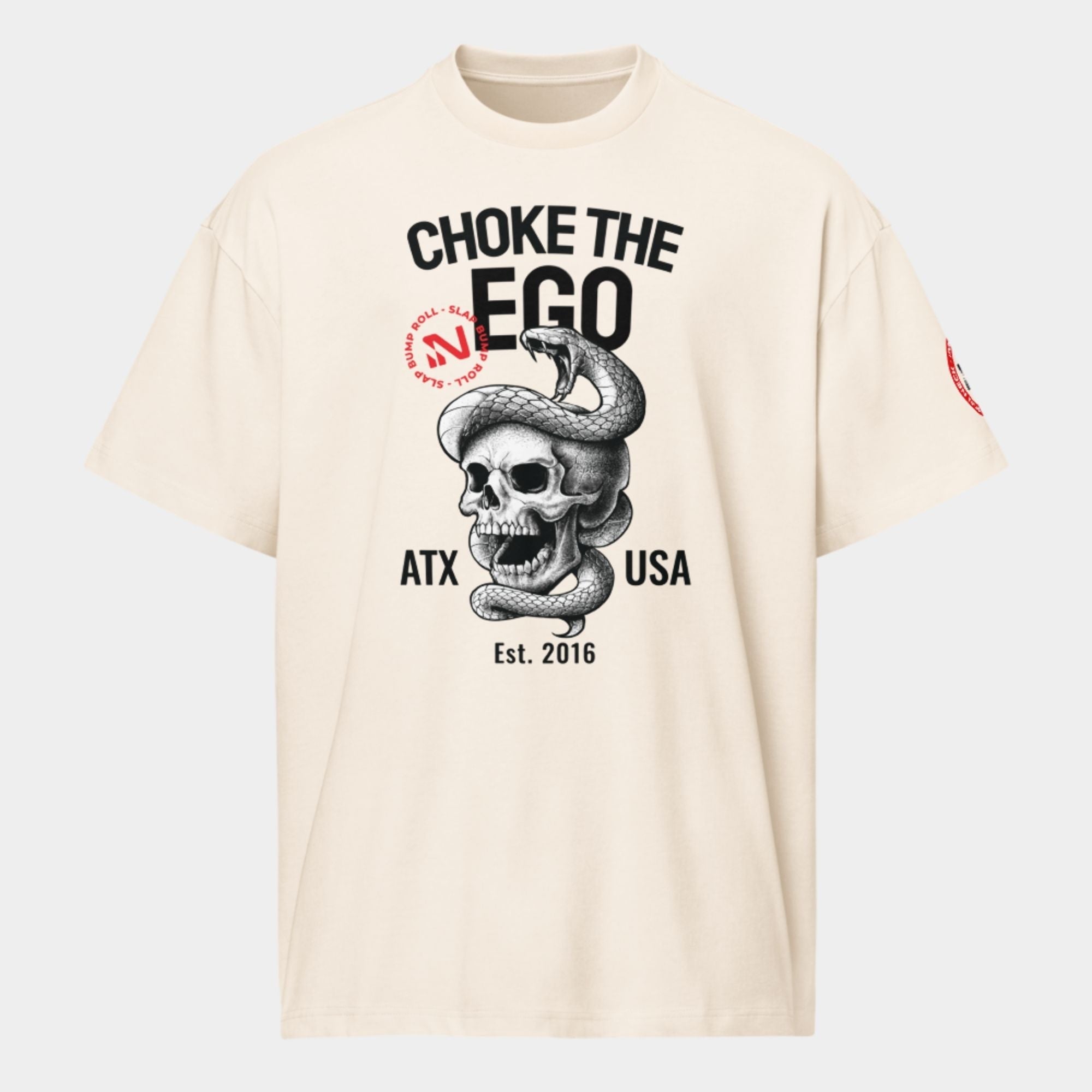 'Choke The Ego' Box Tee - Vintage White Apparel Iron Neck S
