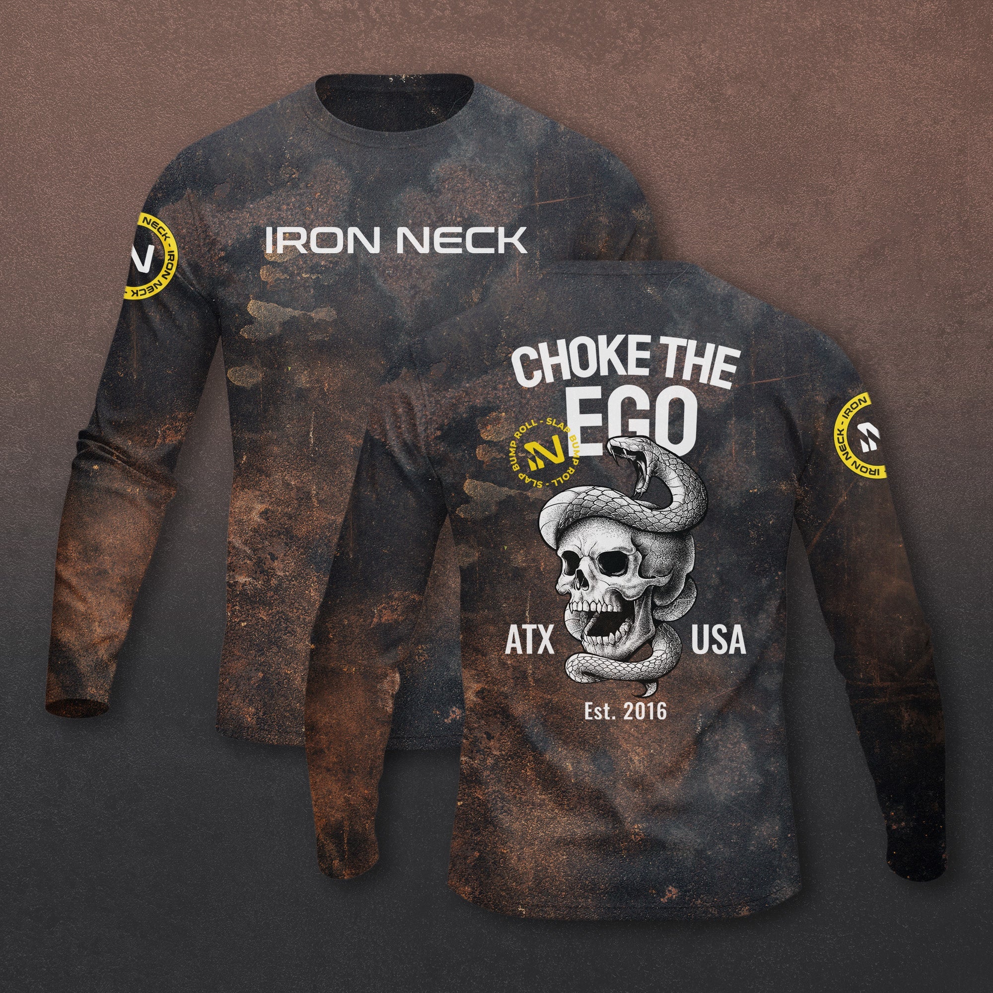 Choke The Ego LS BJJ Rash Guard - Grunge Apparel Iron Neck