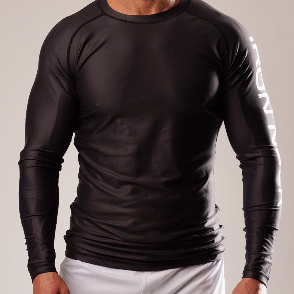 SoftAF™ Black Long Sleeve Rashguard Apparel Iron Neck