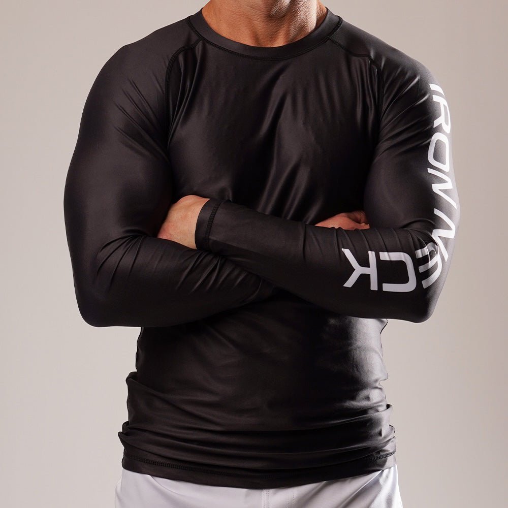 SoftAF™ Black Long Sleeve Rashguard Apparel Iron Neck