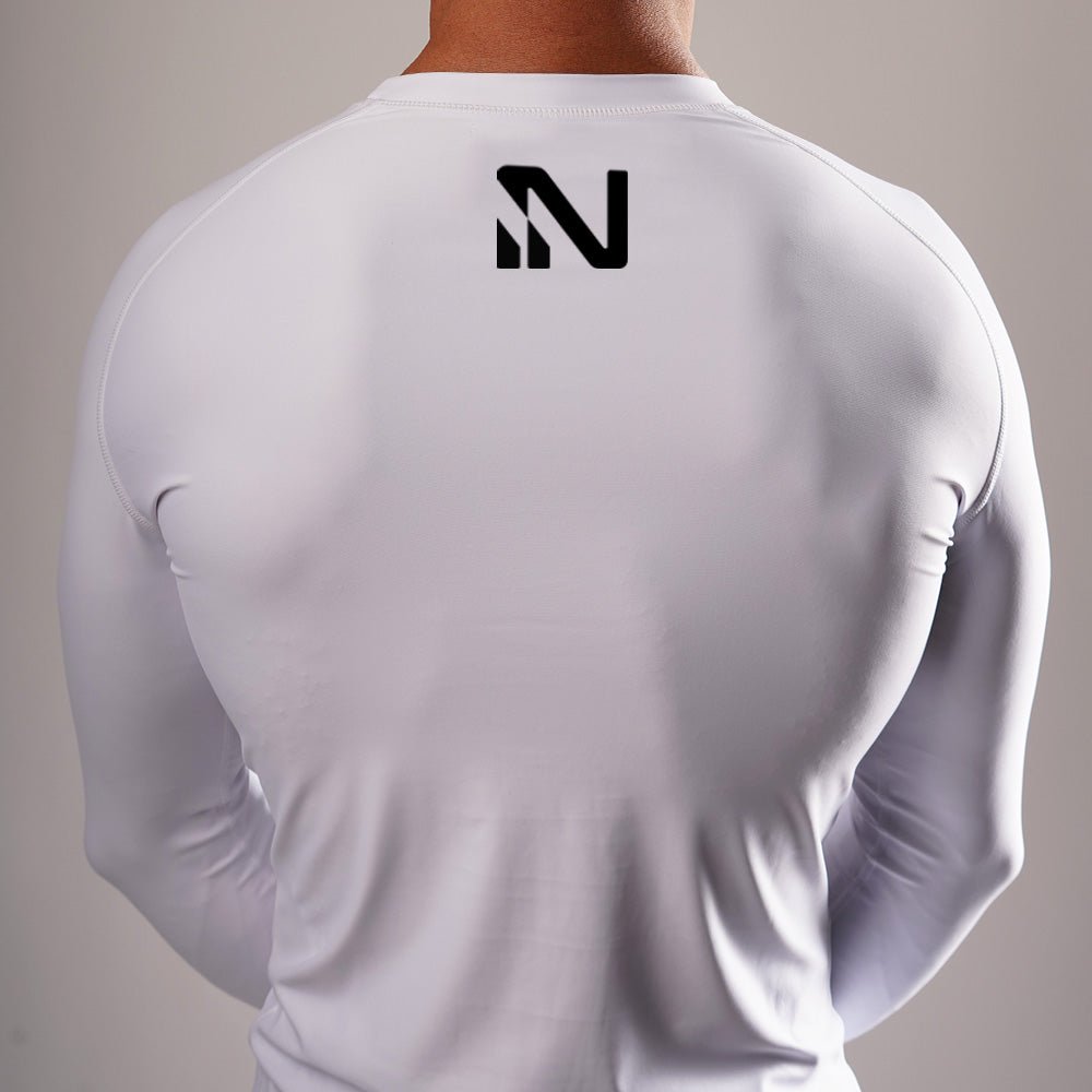 SoftAF™ White Long Sleeve Rashguard Apparel Iron Neck