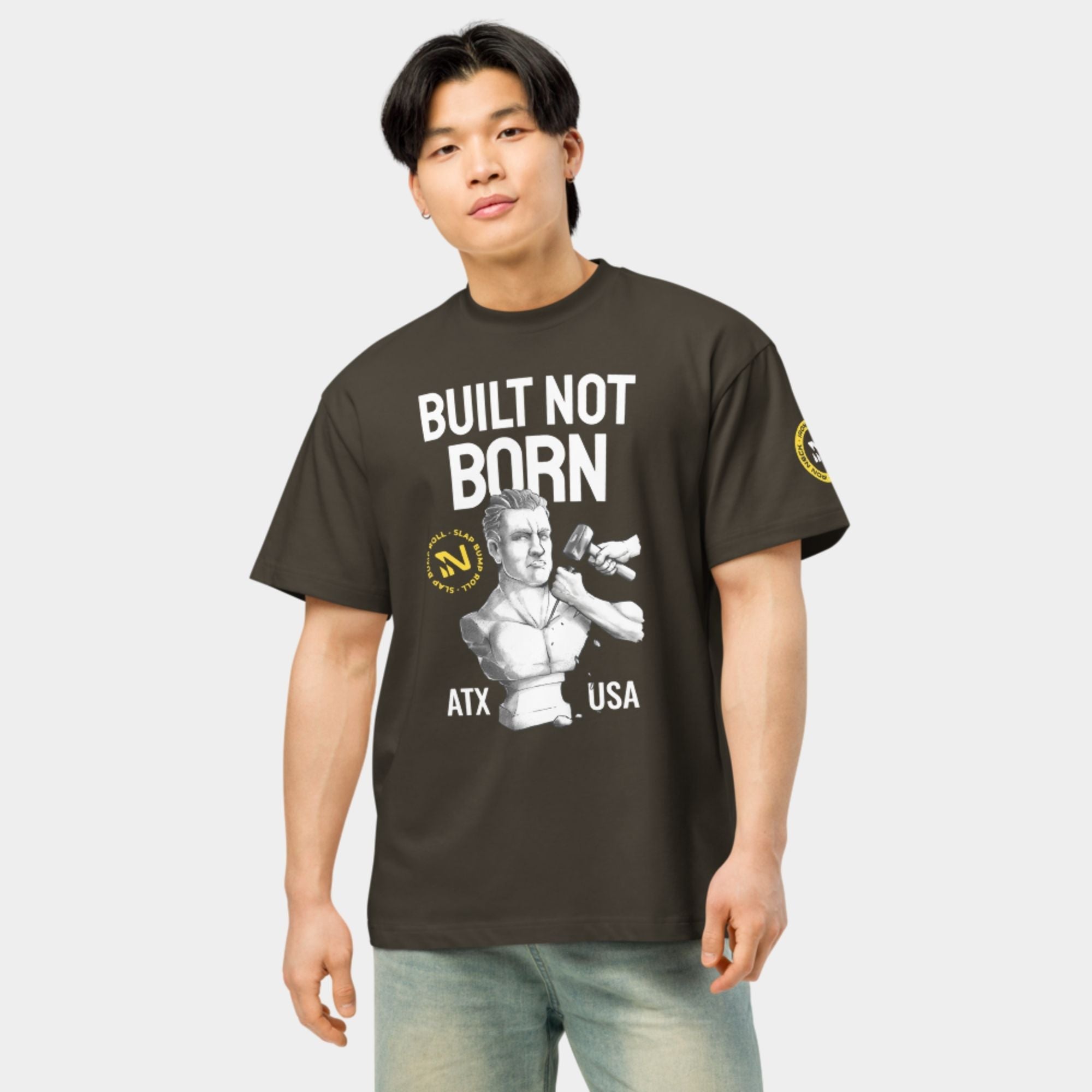 'Built Not Born' Box Tee - Vintage Black