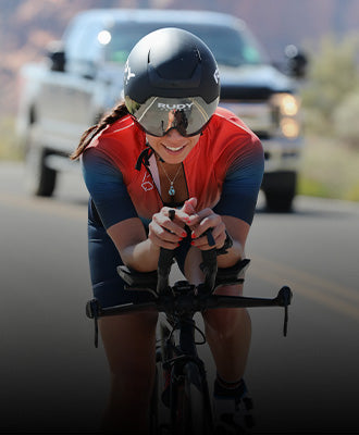 Triathlete riding a bike