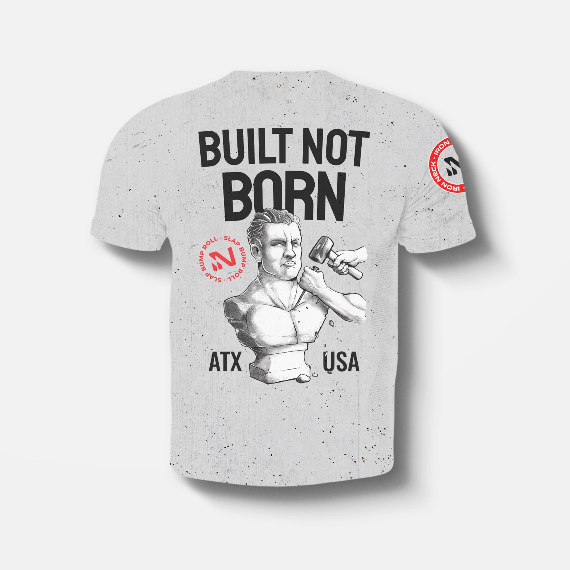 Built Not Born SS BJJ Rash Guard - White Apparel Iron Neck