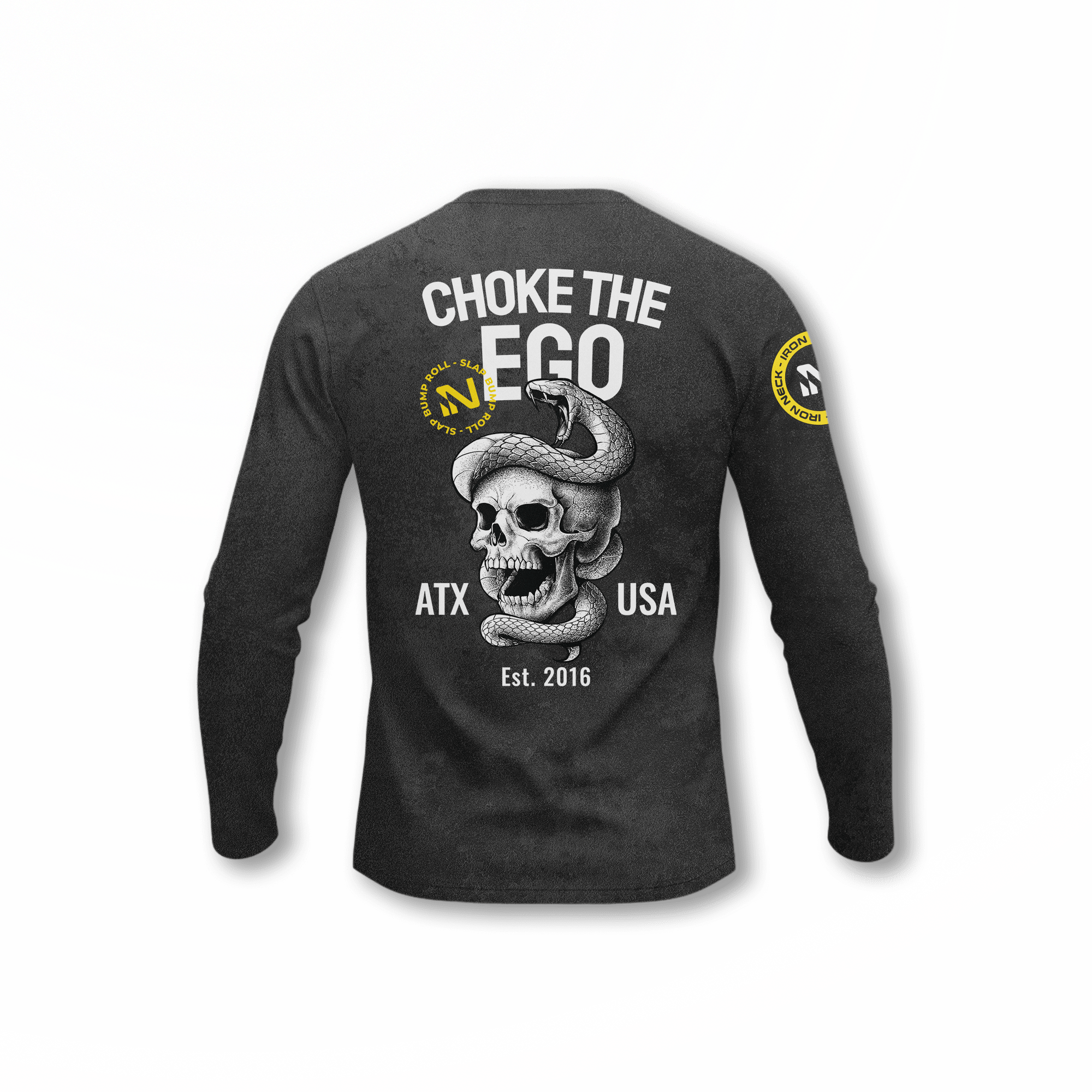 Choke The Ego LS BJJ Rash Guard - Black Apparel Iron Neck