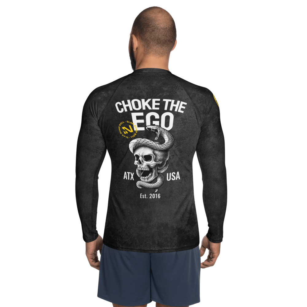 Choke The Ego LS BJJ Rash Guard - Black Apparel Iron Neck