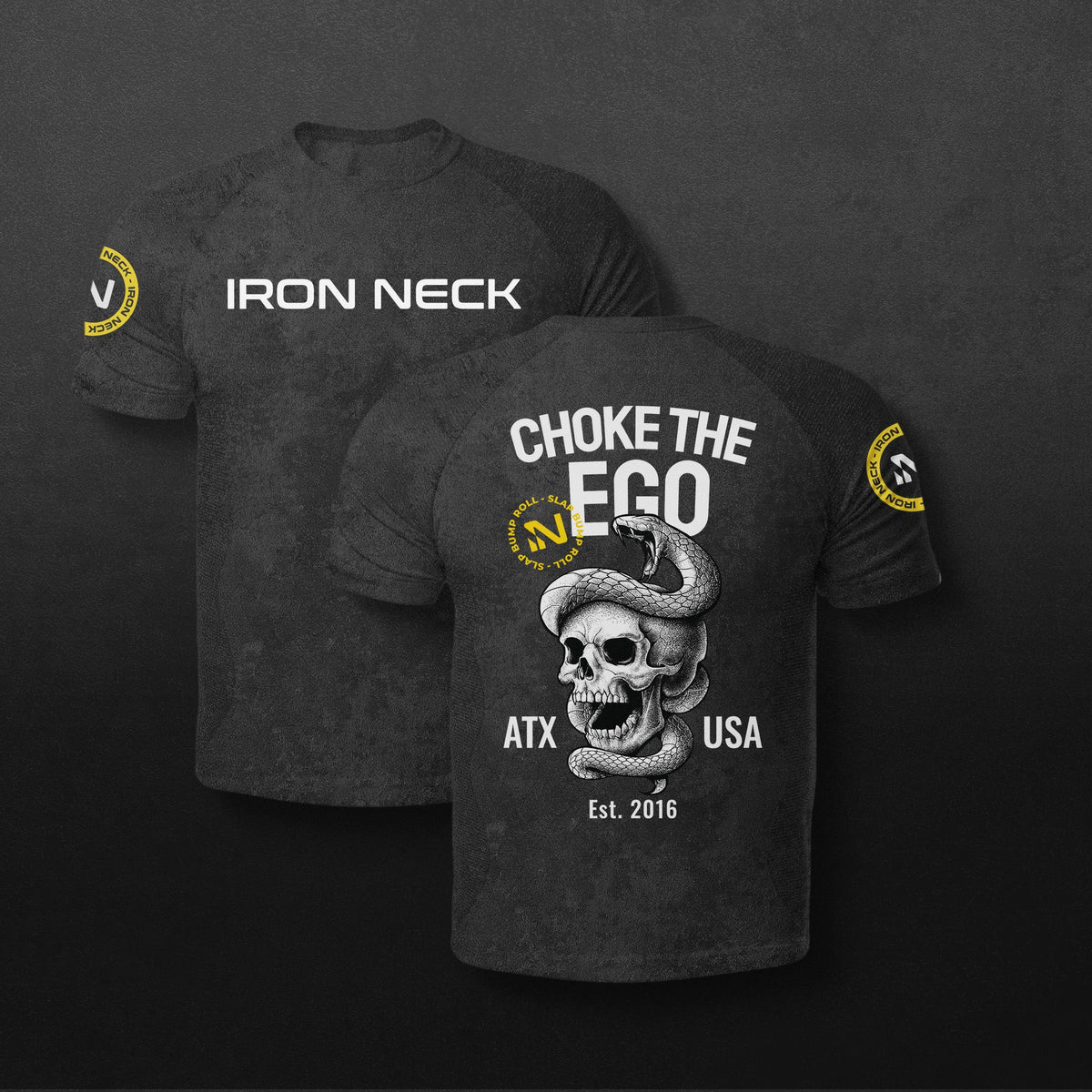 Choke The Ego SS BJJ Rash Guard - Black Apparel Iron Neck
