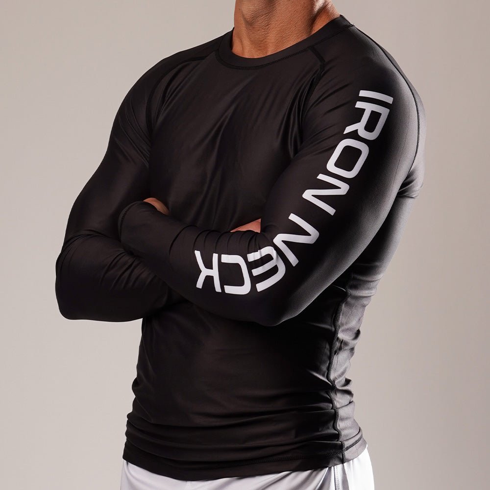 SoftAF™ Black Long Sleeve Rashguard Apparel Iron Neck   