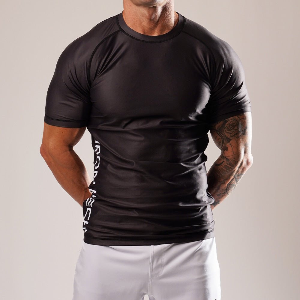 SoftAF™ Black Short Sleeve Rashguard Apparel Iron Neck   
