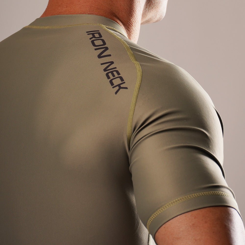 SoftAF™ Olive Short Sleeve Rashguard Apparel Iron Neck   