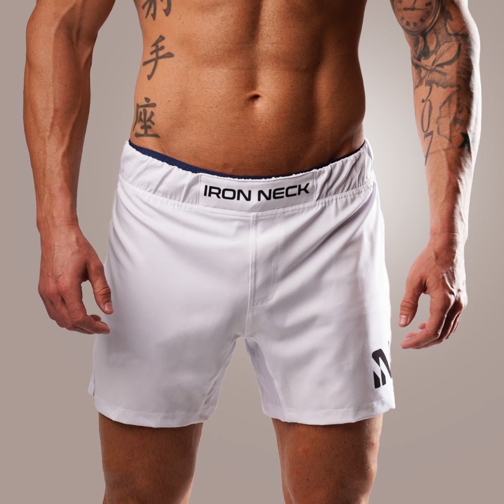 Commando™ 5" Inseam Training Shorts - White Apparel Iron Neck   